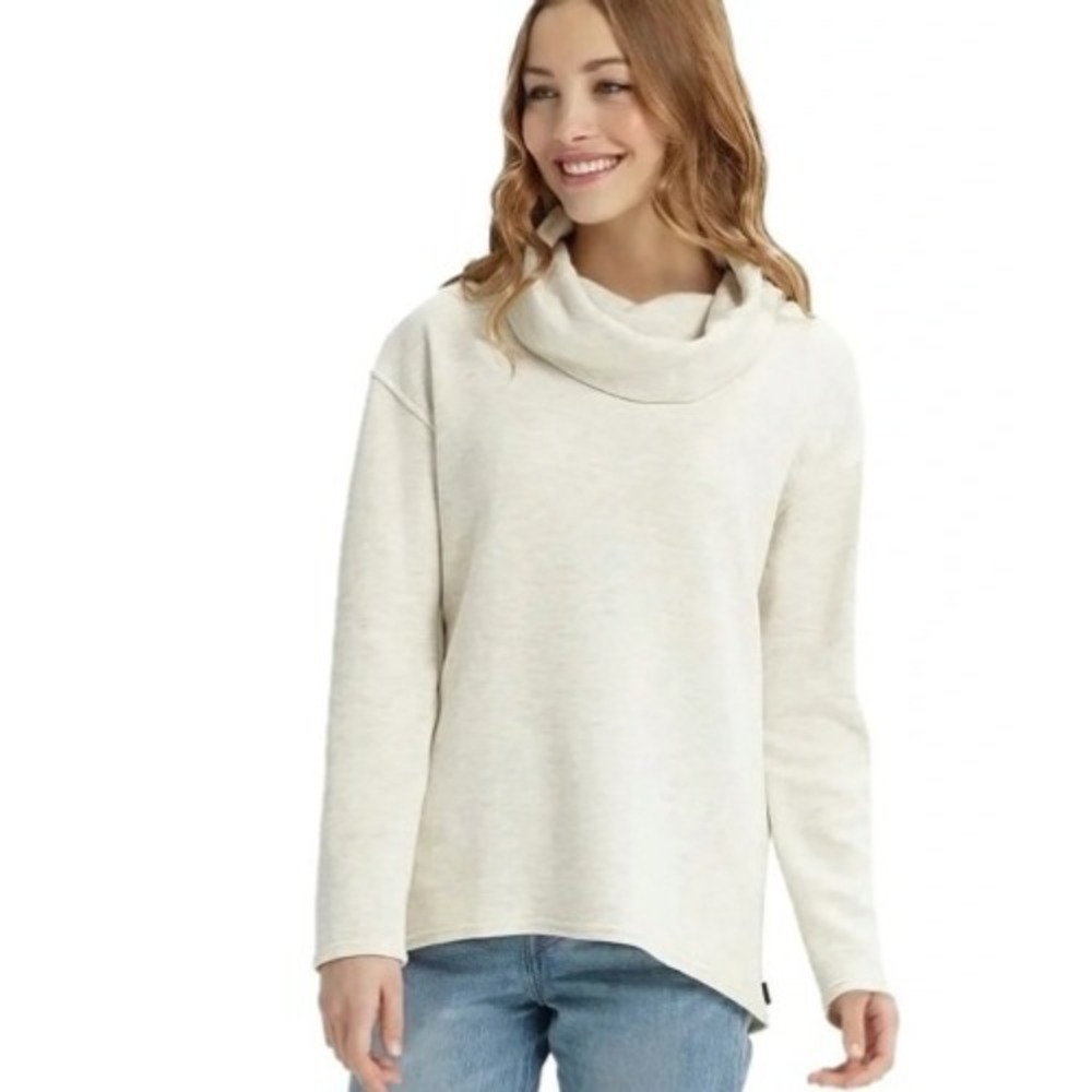 Burton Cowl Neck Pullover Sweatshirt Womens Small Oatmeal Heather Side Pockets